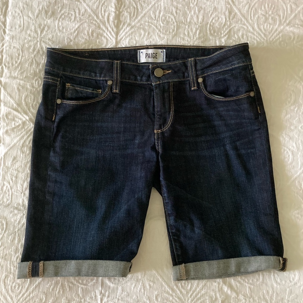 PAIGE DARK BLUE DENIM JEAN SHORTS - Size 27